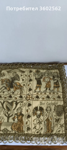  везана копринена кърпичка с мотиви от "Танхойзер", снимка 4 - Антикварни и старинни предмети - 48829247