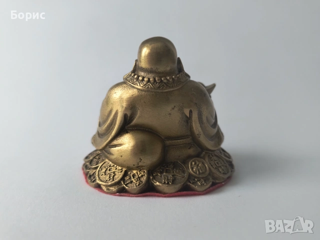 Красив смеещ се Буда (Хотей) от месинг, снимка 4 - Антикварни и старинни предмети - 53514331