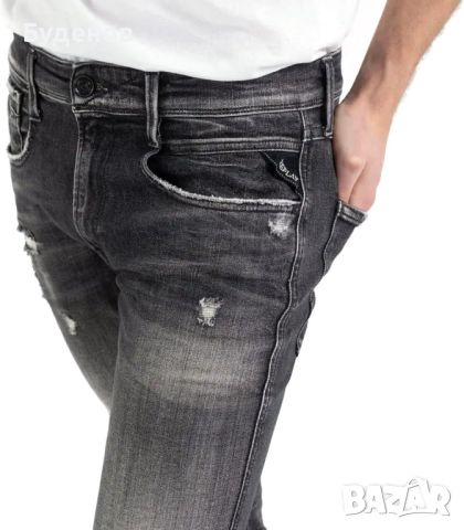 дънки REPLAY Anbass Slim-Fit Aged Jeans - W38/36L, снимка 5 - Дънки - 45823333