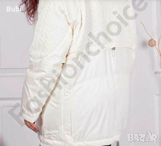 Плътно шушляково макси яке с ефектна горна част-шампанско НАМАЛЕНО , снимка 3 - Якета - 52006122