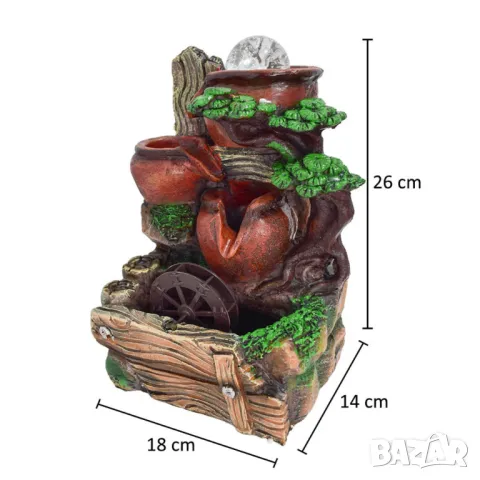 Декоративен фонтан „Фън Шуй“ с LED светлини и потопяема помпа, снимка 2 - Декорация за дома - 47537400