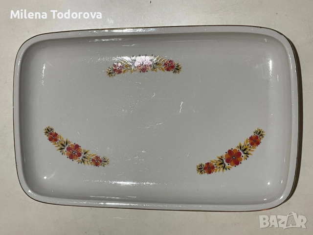 Голямо правоъгълно порцеланово плато с маркировка