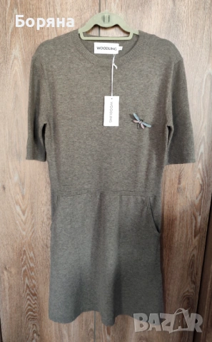 Woodling нова зимна рокля от фино мерино с брошка, снимка 10 - Рокли - 53446452