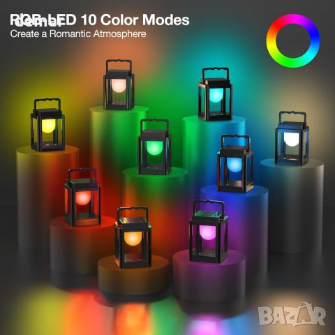 Collasis соларен фенер, 3 нива на яркост, 10 RGB, 4800mAh, IP54, снимка 3 - Соларни лампи - 45807110