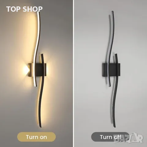 Красива модерна LED стенна вътрешна лампа, 27W LED топло бяло 3000K, 5,5 * 14 * 89 cm, черна ; бяла, снимка 9 - Лед осветление - 49627437