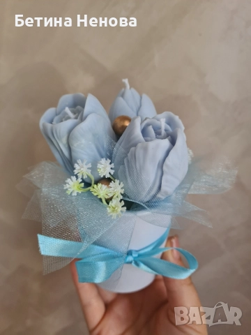 Букет от ароматни соеви свещи, снимка 4 - Декорация за дома - 51632897