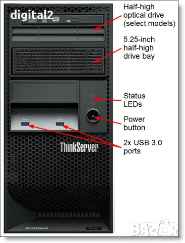 Lenovo ThinkServer TS140 ,Xeon E3-1226 ,32 GB RAM,AMD R5 -2GB,256 SSD+1TB, снимка 9 - Работни компютри - 49433536