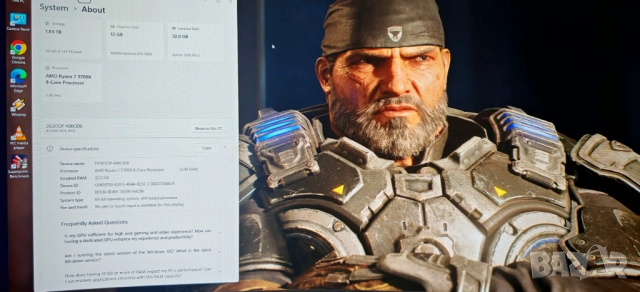 Продавам Гейм PC Ryzen 7 5700X/32Gb/512Gb SSD+1.5Tb HDD/RTX 3060 12Gb/Гаранция, снимка 9 - Геймърски - 52896209