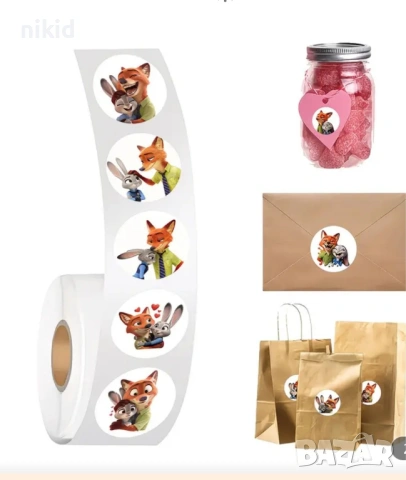 2 вида 100 бр Зоотопия Зоотрополис Zootropolis малки самозалепващи лепенки стикери ръчна подарък, снимка 9 - Други - 53362595