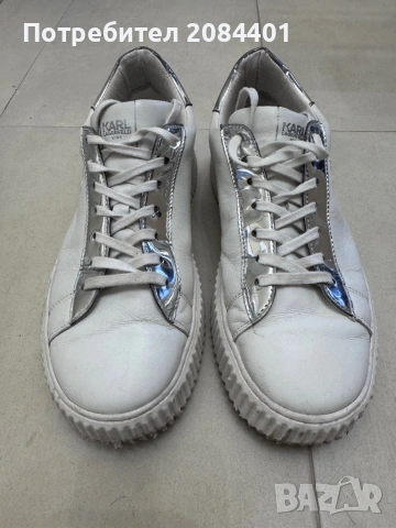 Бели сникърси Karl lagerfeld 38 номер, снимка 2 - Маратонки - 54239953