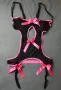 XS/S еротично черно тюлено боди с розови елементи и панделки, снимка 7