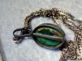 СТАРИНЕН СРЕБЪРЕН РЕТРО ПЕНДАНТ с НАТУРАЛЕН ЗЕЛЕН НЕФРИТ и СРЕБЪРНА ВЕРИЖКА МАРКОВО СРЕБРО 975 43300, снимка 9