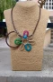 Колие и гривна с масивно цвете и естествена кожа. С плетка. Бижута Луди гъби., снимка 1