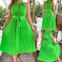 Електриково зелено бижу, рокля солей с коланче, носи се свободно или с коланче, снимка 1 - Рокли - 46035848