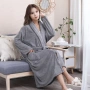 Дамски хотелски халат, класически, удобен, топъл, с връзки, мек, сив, снимка 2