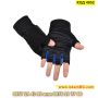 Удобни мъжки ръкавици без пръсти за фитнес или колоездене, със син кант - КОД 4052, снимка 3