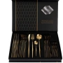 Комплект прибори за хранене в златист цвят от 24 части с луксозен дизайн и магнитна кутия, снимка 5