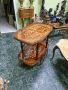 Прекрасна антикварна френска маса за сервиране дървена с интарзия и бронз , снимка 3