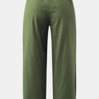 Дамски памучно-ленени скъсени панталони с висока талия, 6цвята , снимка 3 - Панталони - 45880781