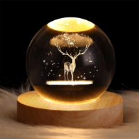 LED Светеща кристална топка/лампа, 3D сензорна - Елен, снимка 8 - Настолни лампи - 45035129