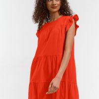 Оранжева рокля с чантичка, снимка 1 - Рокли - 41045616