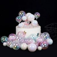 Прозрачна седефена топка пластмасова за декорация украса торта и др, снимка 3 - Други - 26727748