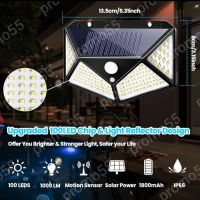 4Бр. LED Соларна лампа със сензор за движение 100 ЛЕД Диода, снимка 3 - Соларни лампи - 45312256