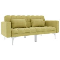 vidaXL Разтегателен диван, зелен, плат（SKU:247217, снимка 1 - Дивани и мека мебел - 45253940