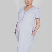 Нощница за бременни и кърмачки в сив цвят MAMA DRESS Mitex (008), снимка 1 - Дрехи за бременни - 45780263