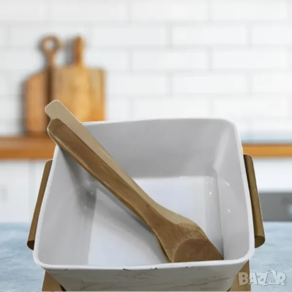 Керамичен съд - купа, с дървени аксесоари, снимка 1