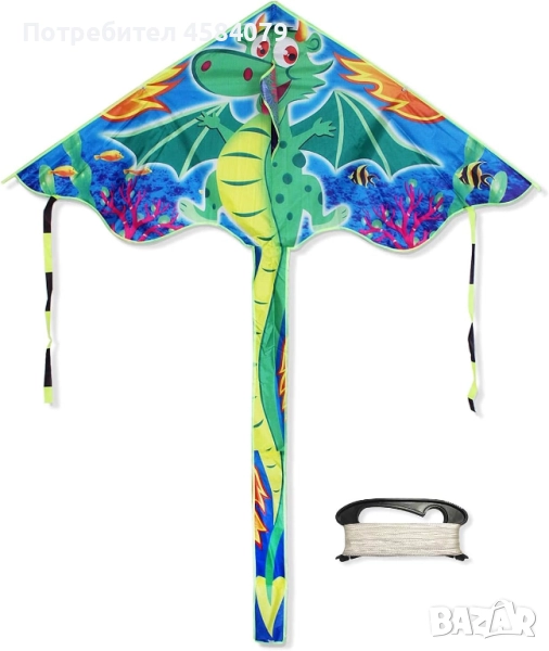 Хвърчило Зелен Динозавър, 145 см, снимка 1