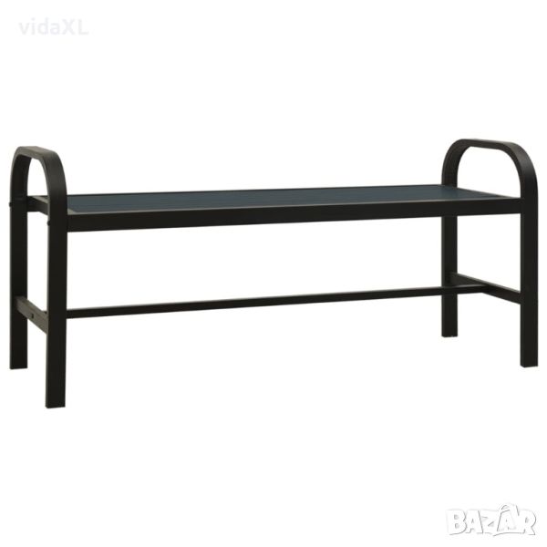 vidaXL Градинска пейка, 124,5 см, стомана и WPC, черна（SKU:317137, снимка 1