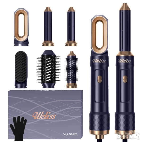 UKLISS Стилизатор за коса 6в1 - йонен сешоар, въздушна маша за къдрици, снимка 1