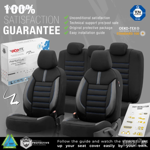 Тапицерия  OTOM Limited – Черно със Син шев, Текстил, пълен комплект , снимка 1