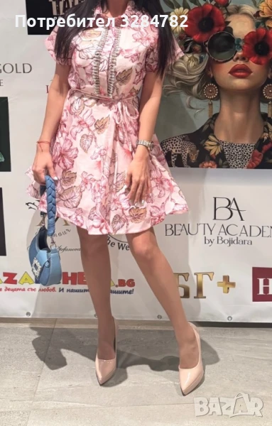 Розова елегантна рокля, снимка 1