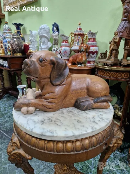 Уникална голяма антикварна колекционерска английска дървена фигура статуетка , снимка 1