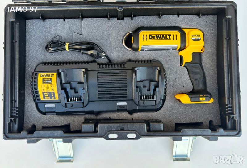 Dewalt DCL050 Лед фенер с Dewalt DCB132 двойно зарядно и куфар, снимка 1