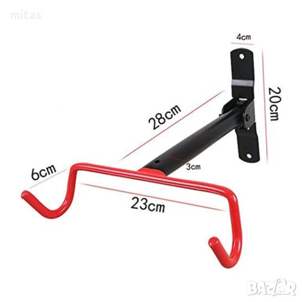 Велосипедна стойка за стена, Закачане под рамка, Сгъваема, Стомана, снимка 1