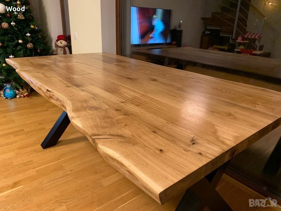 Масивен дъбов плот 200x85x40, масло, “жив ръб, снимка 1