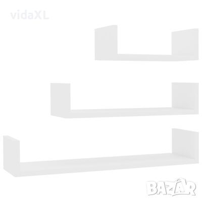vidaXL Стенни рафтове, 3 бр, бели, инженерно дърво(SKU:800198, снимка 1