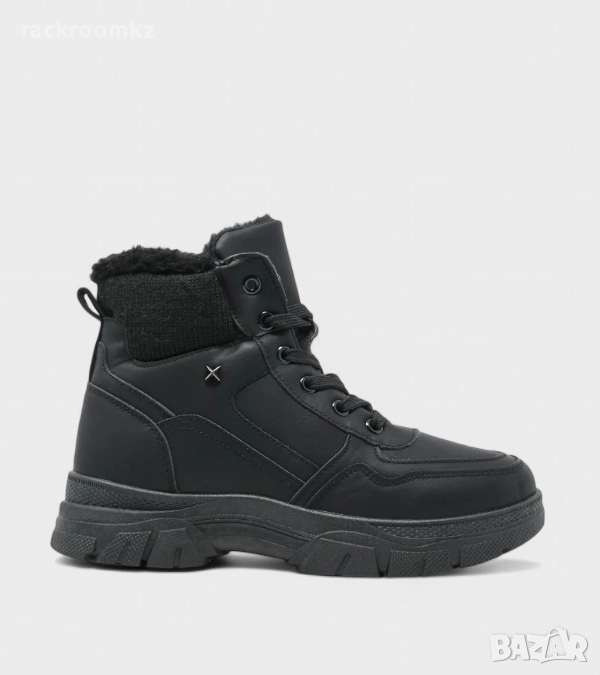 Дамски боти в черен цвят с връзки и цип B3111-1 Black, снимка 1