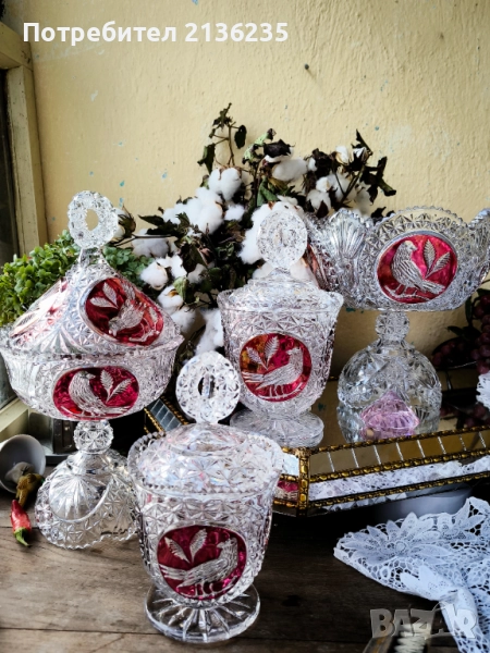 Фруктиера и бонбониери кристал Hofbauer, снимка 1