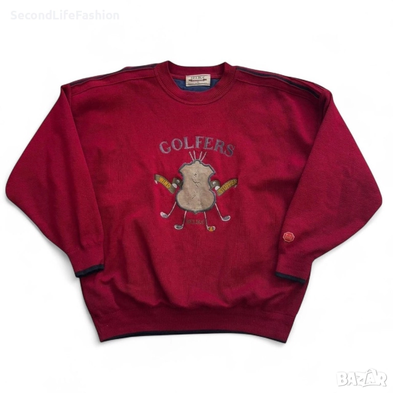 Винтидж мъжки пуловер Belika Golfers Windstopper, червен, размер 54, снимка 1