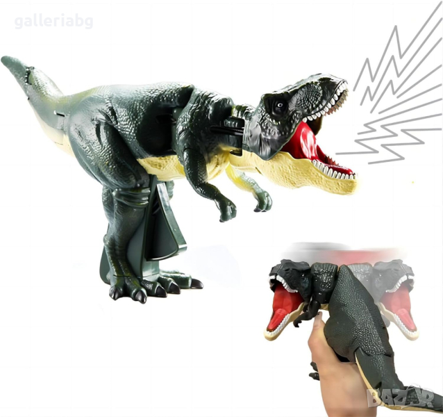 Забавна играчка динозавър T-REX, с копче за движение и звук, снимка 1