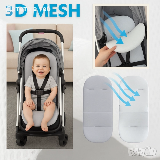 Постелка против изпотяване Лукс 3д меш Сива, снимка 1