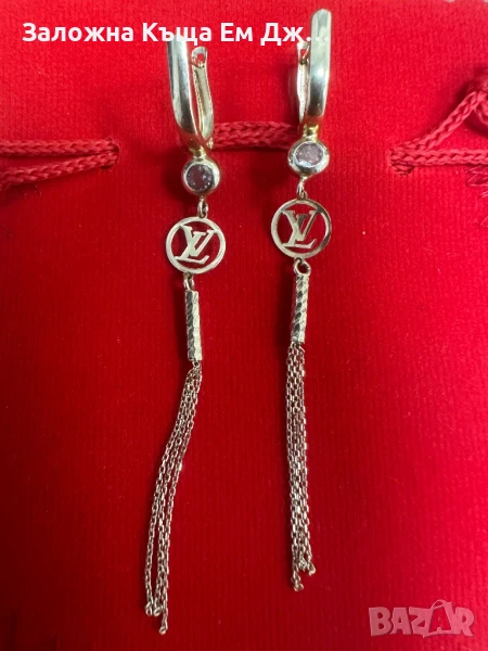 Златни обеци LV 2.62гр. 14к., снимка 1
