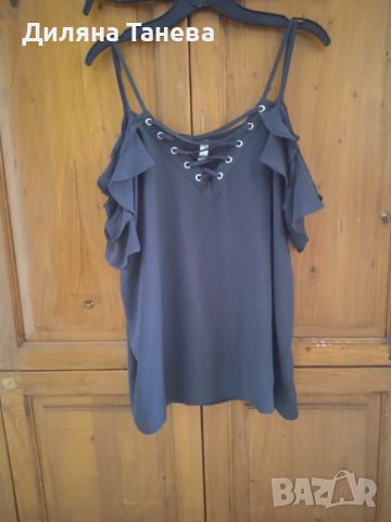 Черна прозрачна блуза , снимка 2 - Потници - 45456959