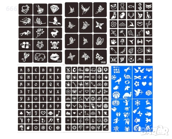 Комплект за детски татуировки с брокат, снимка 6 - Други - 53631852