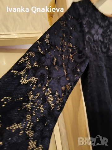 Дантела рокля мастилено синя, снимка 2 - Рокли - 53888689