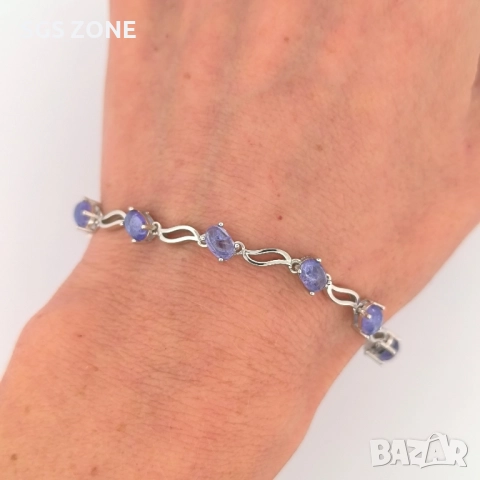 СРЕБЪРНА ГРИВНА С ТАНЗАНИТ, снимка 3 - Гривни - 52295995